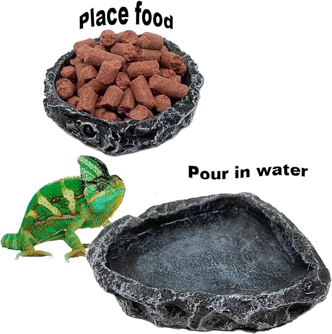 2 Pack Reptile Feeding Dish Corner Bowl, Reptile Water Dish Food Bowl, Reptile Feeding Terrarium Bowls for Bearded Dragon Lizard Frog Gecko Tortoise Hermit Crab