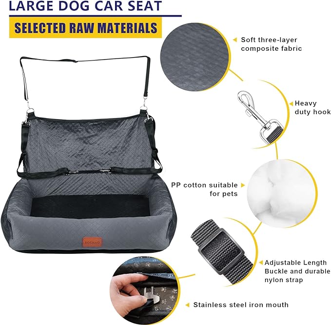 Dog Car Seat for Large Dogs Car Seat 2 Small Dogs,Dog Car Back Seats Travel Bed Dog Seat,Comfortable and Safe;Multipurpose Design-can be Converted into a Dog Bed or Dog Sofa Cushion;Dog Blanket