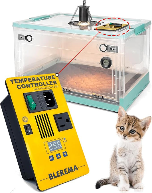 Puppy Incubator with Temperature Control & Ventilation Fan, Incubator for Puppies with Heating and Oxygen Tube, Kittens Incubator & Brooder, Pet Incubator for Dogs, Chicks, Birds and Newborn Critters