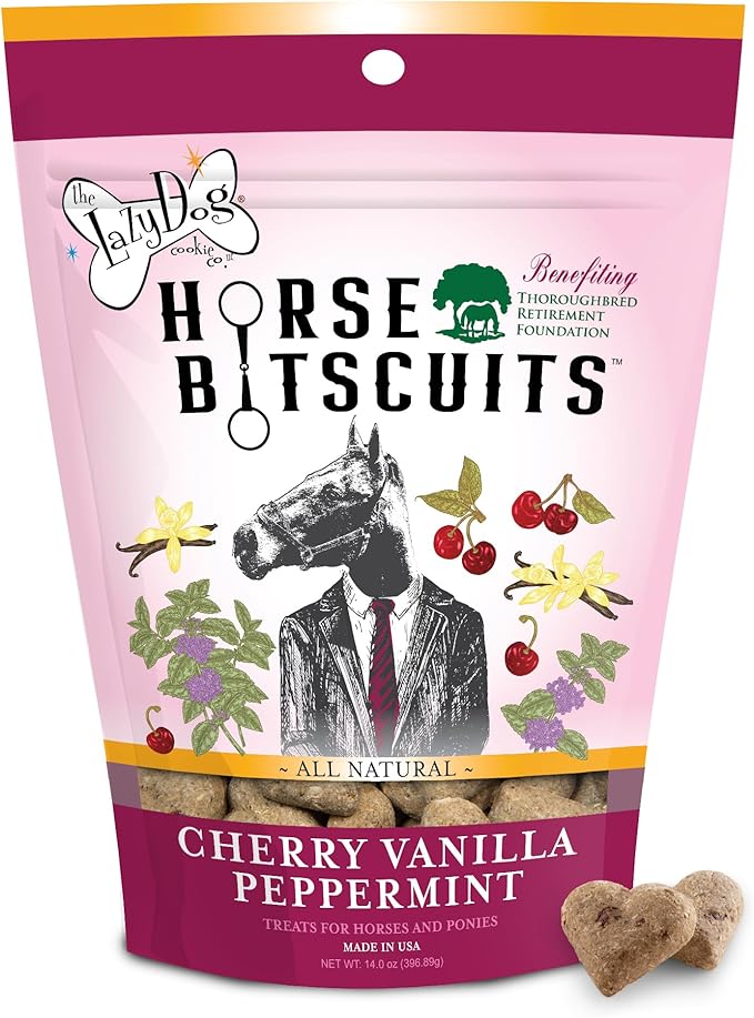 The Lazy Dog Cookie Co. Bitscuits, Horse Treats, Alfalfa, Flax & Peppermint, Pocket Size Biscuits for Horses & Ponies, All Natural Horse Cookies, Made in USA, 14 oz. Bag (Pack of 1)