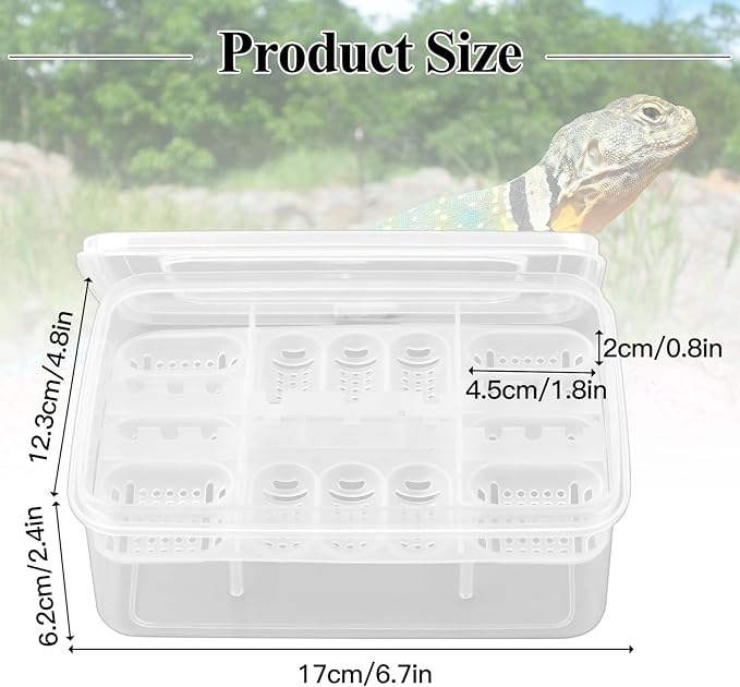 Reptile Egg Incubator Tray: 16 Grids Amphibians Hatchery Box, Reptile Breeding Box, Incubation Box for Hatching Snake, Lizards, Turtle, Gecko Egg Without Thermometer