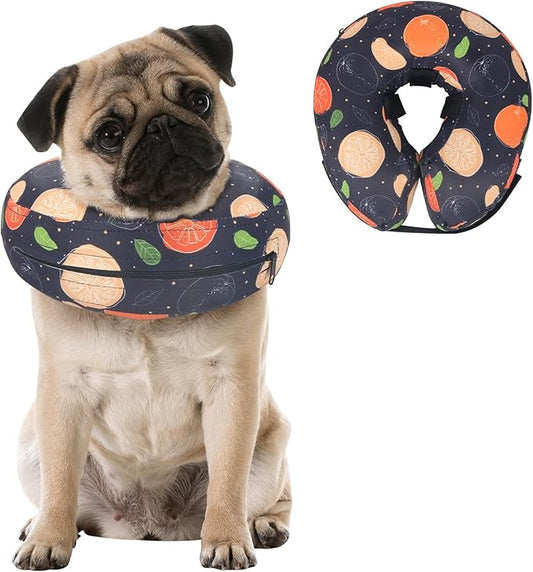 Protective Inflatable Dog Cone After Surgery, Soft Inflatable Donut Collar for Dogs and Cats, Prevent from Biting & Scratching, Not Block Vision (Black Cone Collar M)