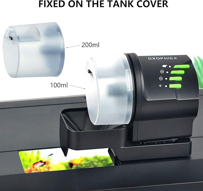 WiFi Fish Feeder Automatic Fish Feeder Automatic Dispenser Vacation Fish Feeder for Aquarium and Turtle Tank with Fish Feeding Ring