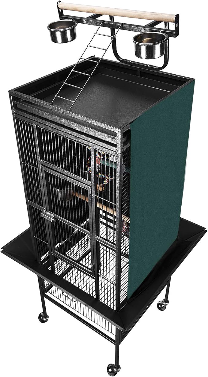 Good Night Bird Cage Cover for Large Bird Cage with Play Top (Patent Pending), Green 61"