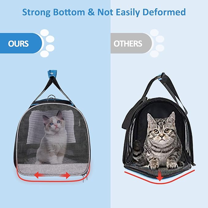 BurgeonNest Cat Carrier for Large Cats 20 lbs,Medium Cats Under 25 lbs,2 Cats and Small Dogs with Unique Side Bag,Top Load Pet Carrier Soft-Sided Escape Proof with 4 Ventilated Windows