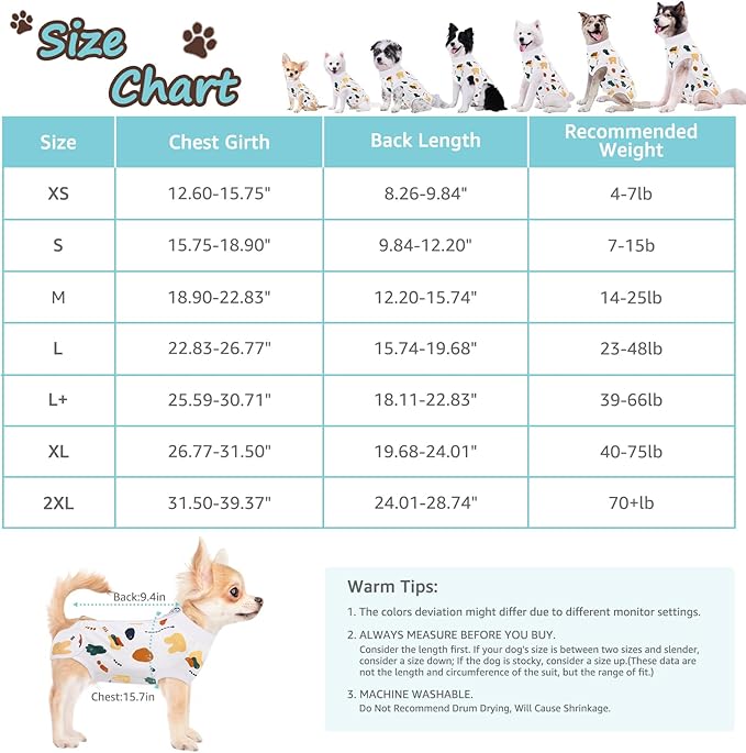 Recovery Suit for Dogs, Dog Surgery Recovery Suit with Zipper Closure Post Spay, Neuter, Abdominal Surgical Suit for Male Female Dogs Can Pee, Prevent Licking Dog Onesies, White Bear, XS