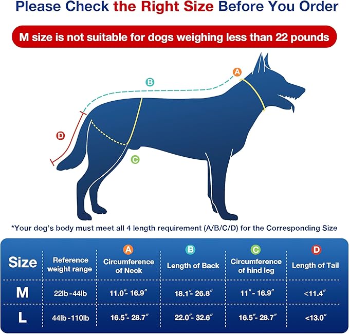 Dog Tail Protector for Wounds, Happy Tail Bandage and Adjustable Cover, No Chew Dog Bandages for Wound Healing, Tail Wound Protector for Dogs, Durable Dog Tail Cover, Dog Wound Guard（L）