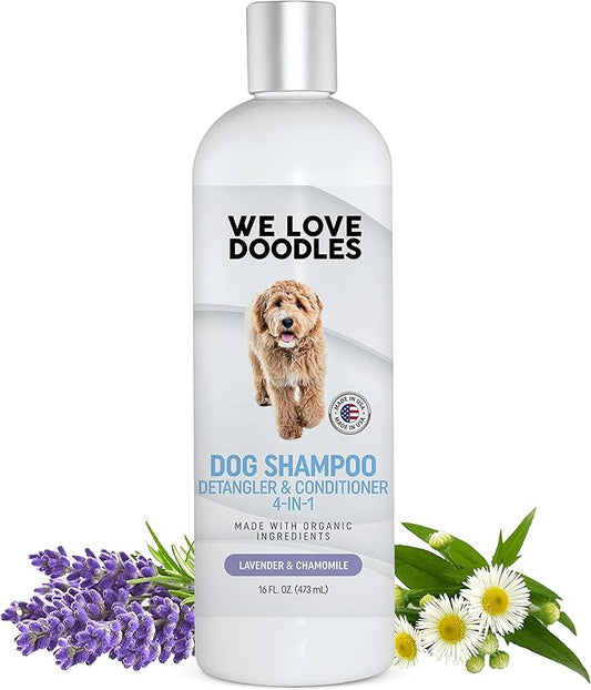 USDA Organic Dog Shampoo, Conditioner & Detangler - Best Shampoo for Goldendoodles, Poodles & Doodles - for Matted Pet Hair - Sensitive Skin Shampoo for Puppies - Made in The USA, 16OZ (Lavender)