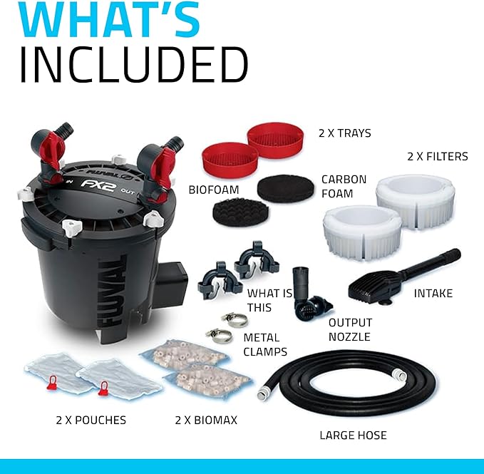 Fluval FX2 High Performance Canister Aquarium Filter - Multi-Stage Filtration, Built-in Powered Water Change System, and Basket-in-Basket Tray Design