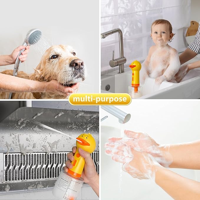 Electric Dog Cleaning Foam Machine, Automatic Dog Soap Dispenser for Bath, Rechargeable Pet Shampoo Mixing Bottle for Cleaning, IPX7 Waterproof Dog Bath Supplies for Dog Cat Puppy Children