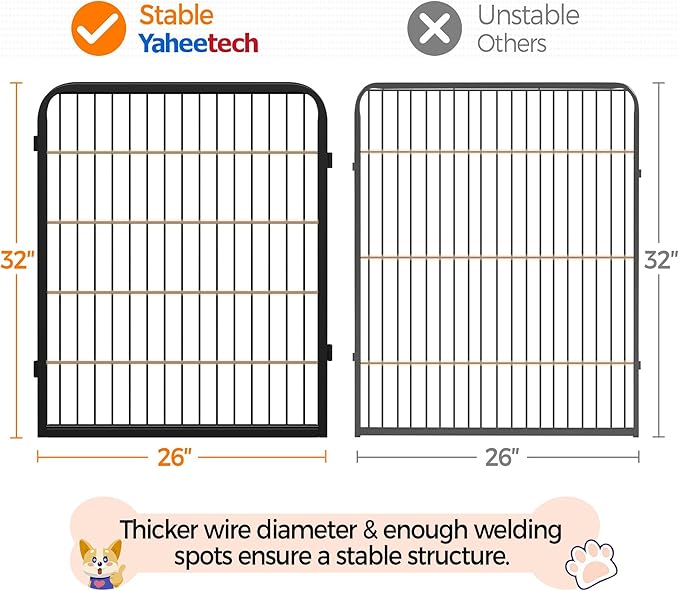 Yaheetech Outdoor Dog Playpen, Dog Pen Fences 24 Panels 32" Height Puppy Heavy Duty Pet Playpen for Small/Medium Dogs Exercise Pen with 3 Doors Indoor Playpen for The Yard RV Camping