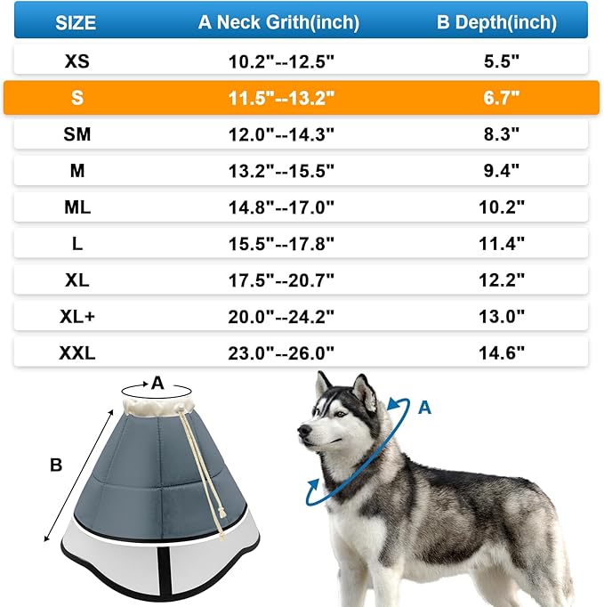 Soft Dog Cone for Dogs After Surgery, Breathable Pet Recovery Collar for Large Medium Small Dogs and Cats, Adjustable Dog Cone Collar, Elizabethan Collar (S, Grey)