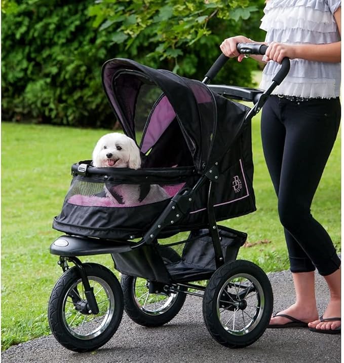 Pet Gear No-Zip NV Pet Stroller for Cats/Dogs, Zipperless Entry, Easy One-Hand Fold, Gel-Filled Tires, Plush Pad + Weather Cover Included, 3 colors