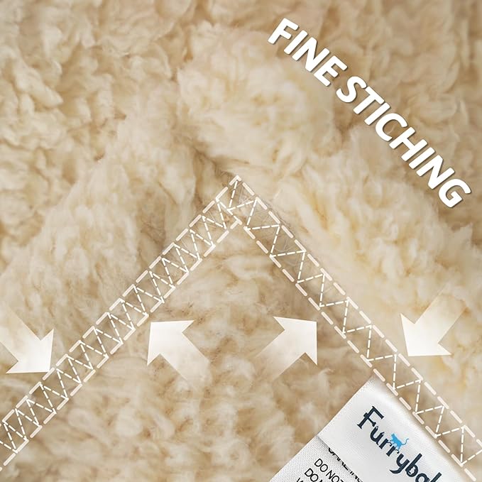 furrybaby Dog Blanket Soft Dog Blankets for Large Dogs Puppy Essentials Washable Sherpa Fleece Cat Blanket 40x47 Inches for Bed Furniture Couch Sofa (Large, Beige)