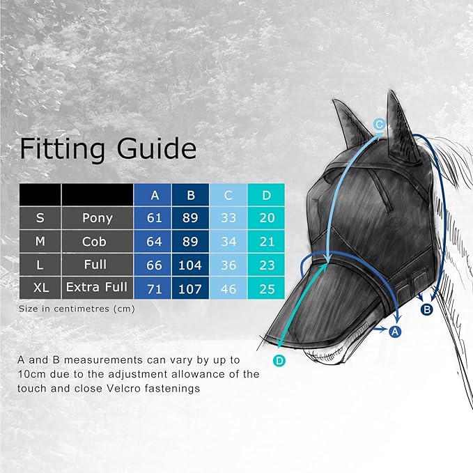 Harrison Howard CareMaster Pro Luminous Horse Fly Mask Large Eye Space Full Face Standard with Nose No Ears Voodoo Blue Extra Full Size