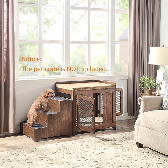 beeNbkks Furniture Style Dog Stairs, Pet Steps for Small Dogs and Cats, Wooden Non-Slip Pet Ladder for Elderly Injured Pets Short Legged Puppy to Reach Couch Sofa High Bed Windowsill