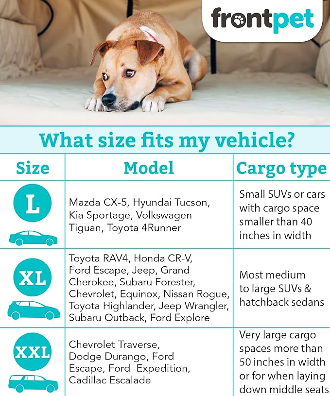 FrontPet SUV Cargo Liner for Dogs - Waterproof Pet Trunk Cargo Cover Mat for SUVs Sedans with Bumper Flap Protector - Trunk Cover, Non-Slip Pet Cargo Liner, Trunk Liner (XXL 58" x 58") UPGRADED 2024