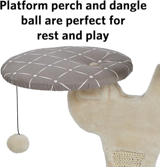 MidWest Homes for Pets Cat Tree | Salvador Cat Tree w/Built-in Sisal Cat Scratching Pad & Cat Look-Out Lounge, Mushroom/Diamond Pattern, Small Cat Tree