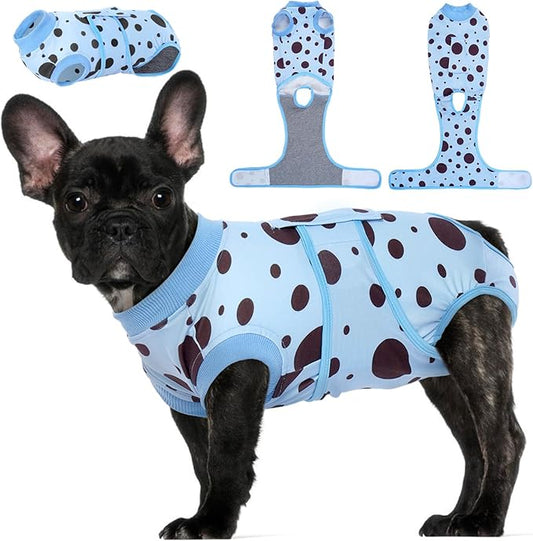Kuoser Dog Recovery Suit, Professional Recovery Suit for Dogs After Surgery, Anti Licking Surgery Suit for Female Dogs Spayed, Male Dogs Surgical Neuter Suit Soft Dog Onesie, Blue XS