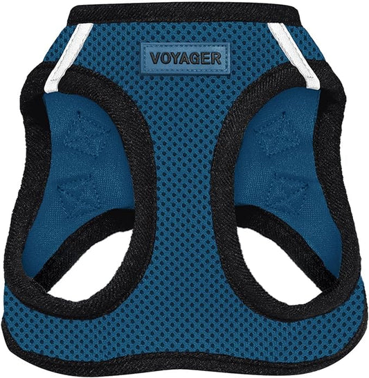 Voyager Step-in Air Dog Harness - All Weather Mesh Step in Vest Harness for Small and Medium Dogs and Cats by Best Pet Supplies - Harness (Blue/Black Trim), L (Chest: 18-20.5")