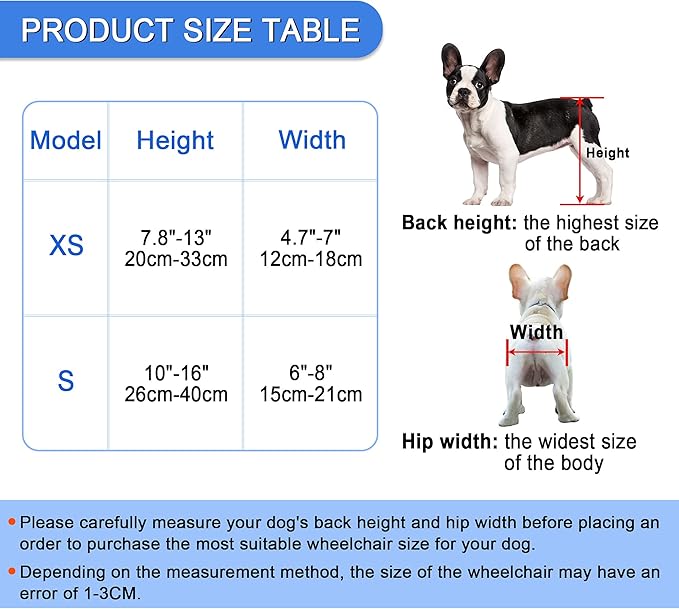 Adjustable Dog Wheelchair for Back Legs，Pet/Doggie Doggy Wheelchairs with Disabled Hind Legs Walking (S-Blue)
