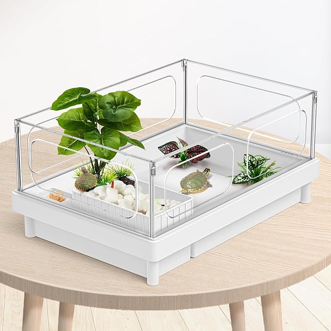 Reptile Artificial Plants, Terrarium Plants Decorations Supplies, Aquarium Fish Tank Plant, Amphibian Habitat Hideout Tank Accessories(M Set-4pcs/D)