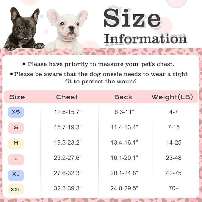 FUAMEY Recovery Suit for Dogs After Surgery,Soft Breathable Dog Bodysuit E-Collar & Cone Alternative Surgical Suit,Male Female Dog Neuter Spay Suits Anti Licking Wounds Onesie Pink Leopard M