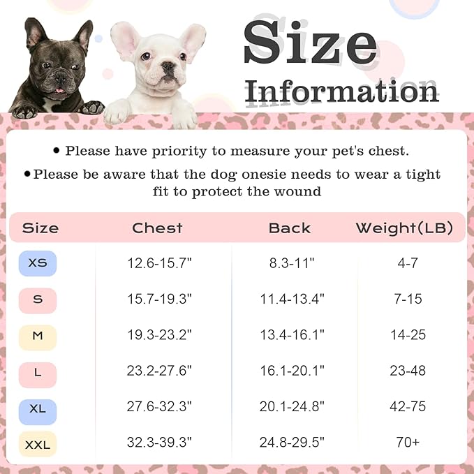 FUAMEY Recovery Suit for Dogs After Surgery,Soft Breathable Dog Bodysuit E-Collar & Cone Alternative Surgical Suit,Male Female Dog Neuter Spay Suits Anti Licking Wounds Onesie Pink Leopard XXL