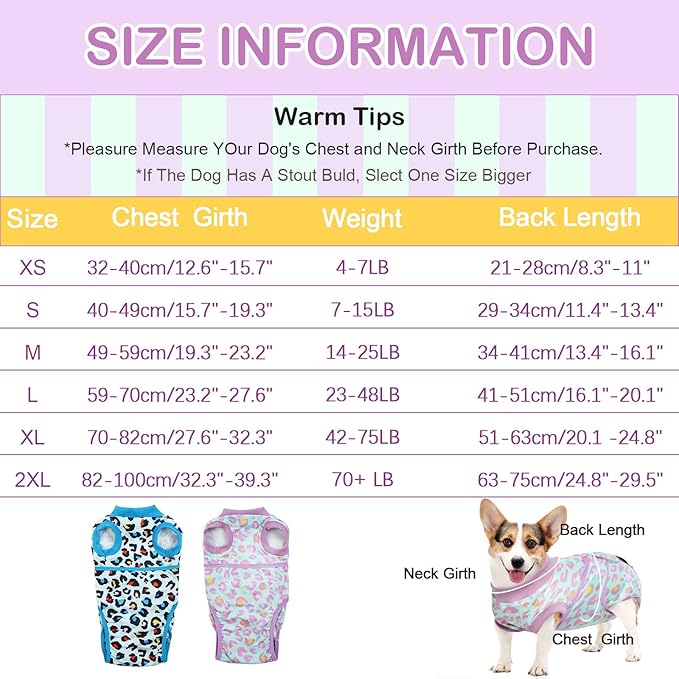Kuoser Dog Recovery Suit, Soft Dog Onesie for Surgery Female Spay Dog Surgical Recovery Suit Male Neuter, Anti Licking Abdominal Dog Surgical Suit Pet Bodysuit Alternative to Cone of Shame, M