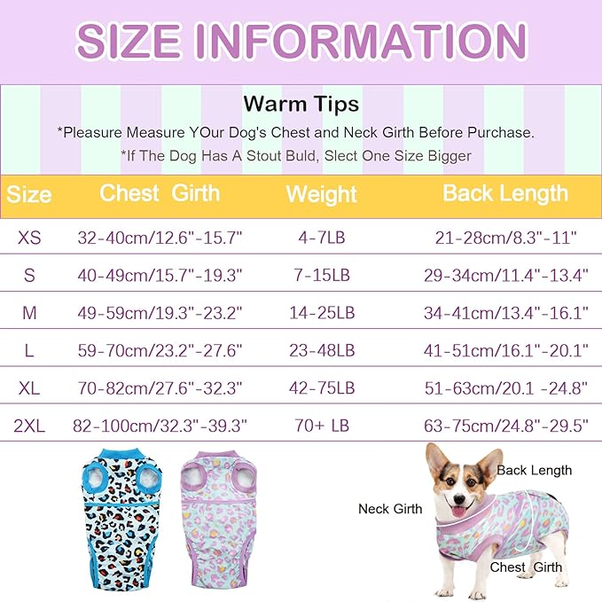 Kuoser Dog Surgery Suit, Surgical Onesie for Dogs Female Spay, Soft Dog Recovery Suit Male Neuter, Pet Abdominal Surgery Shirt Dog Body Suits After Surgery Wear, Anti Licking Dog Cone Alternative, XL