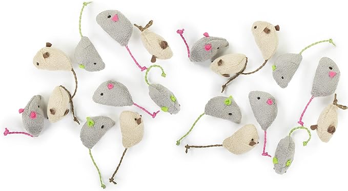 SmartyKat (20 Count) Skitter Critters Value Pack Catnip Cat Toys - Gray/Cream, 20 Count