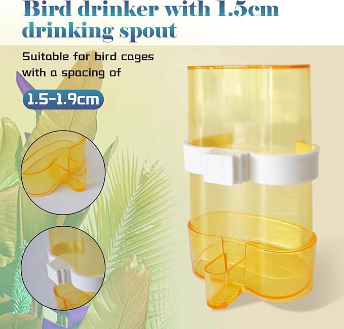 kathson No Mess Bird Feeder Water Dispenser Set,Automatic Parakeet Feeders Drinker Cage Acrylic Parrot Seed Food Dispenser Container Accessories for Small Lovebirds Canary Budgies Finch Squirrel(2Pcs)