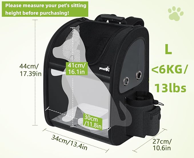 Pecute Pet Carrier Backpack, Dog Carrier Backpack, Expandable with Breathable Mesh for Small Dogs Cats Puppies, Pet Backpack Bag for Hiking Travel Camping Outdoor