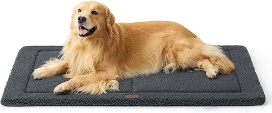 Bedsure Washable Dog Crate Bed for Extra Large Dogs, Reversible Foam Floor Dog Mat, Lightweight Travel Flat Pet Beds for Indoor & Outdoor Dogs (48" x 30", Dark Grey)