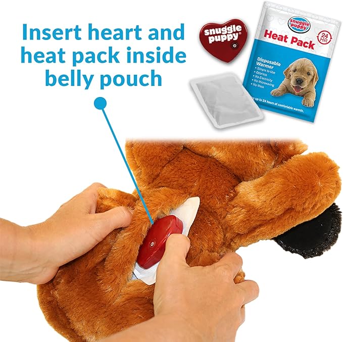 SmartPetLove Original Snuggle Puppy Heartbeat Stuffed Toy for Dogs. Pet Anxiety Relief and Calming Aid, Comfort Toy for Behavioral Training in Brown.