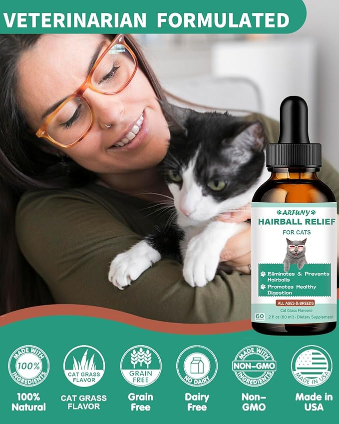 Cat Hairball Control | Hairball Cat Treats for Skin & Coat, Digestion, Nutrient Absorption | Fur Ball Remedy for Cats with Natural Ingredients & Vitamins | Cat Hairball Treatment | Cat Grass Flavor