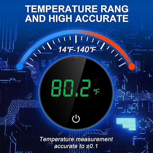 GuDoQi Aquarium Thermometer, 2Pack Rechargeable Fish Tank Thermometer, LED Touch Display, ℉/℃ Switchable, Accurate Stick-on Tank Temperature Sensor Idea for Aquariums, Glass Containers