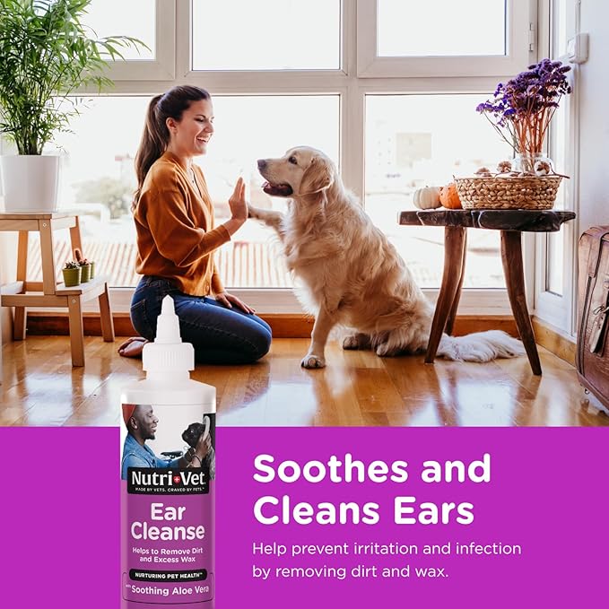 Nutri-Vet Ear Cleanse for Dogs - Ear Cleaner & Deodorizer - 8 oz, White, 8-oz bottle