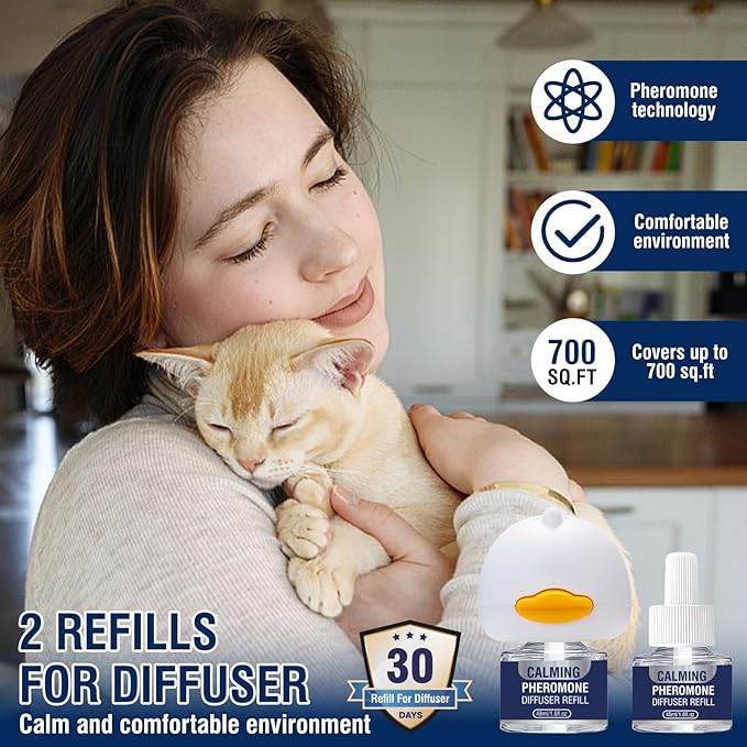 Cat Calming Diffuser Pheromones 3 In 1 Pheromone Calm Diffusers For Cats Plug In Multicat Thera Pet Feline Stop Peeing Ins Refill Hormone Anxiety Fermon Multi Kit Portable Classic Defuzzer Calmer