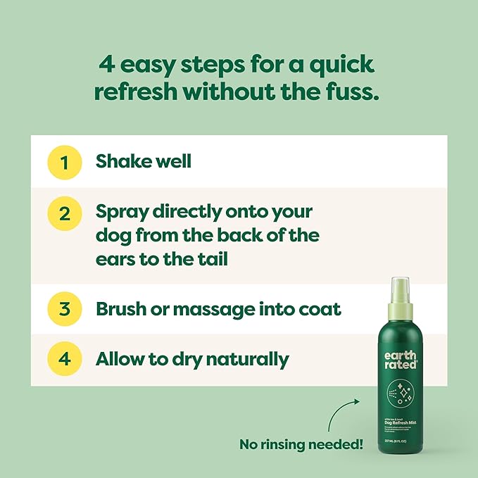 Earth Rated Dog Deodorizing Spray, Conditioning & Odor-Eliminating Dog & Puppy Perfume, For All Coat Types, Refreshing White Tea & Basil Scent, 8 oz.