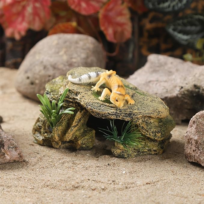 Leopard Gecko Hide Reptile Hides Resin Reptile Basking Rock Humid Hide Turtle Cave Lizard Hide Reptile & Amphibian Habitat DÉCor