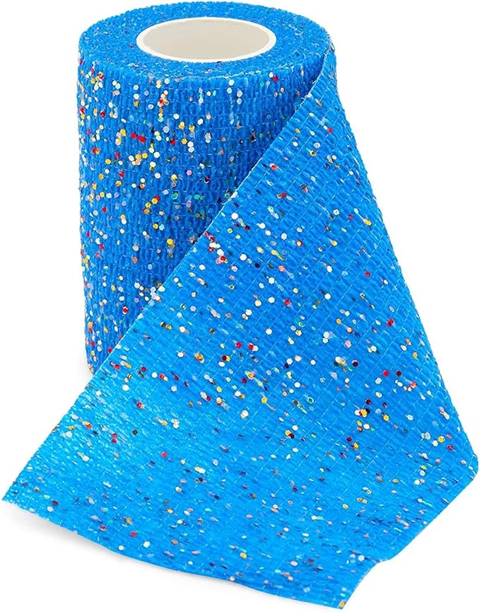 Self Adhesive Wrap, Glitter Cohesive Vet Tape for Pets (3x180 in, 12 Pack)