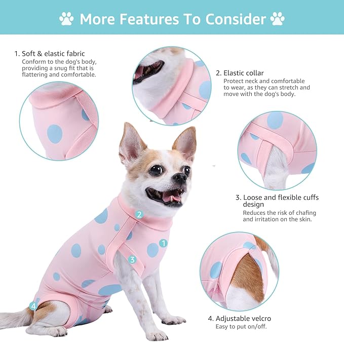 2 Packs Dog Recovery Suit Female Male, Pink+Pink, XXS