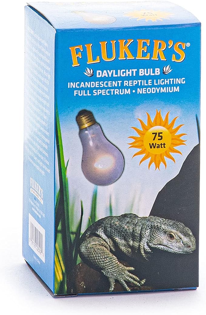 Fluker's Incandescent Reptile Lighting, Full Spectrum Daylight Bulb for Reptiles, Made with Neodymium, Provides Infrared Light, 75-Watt