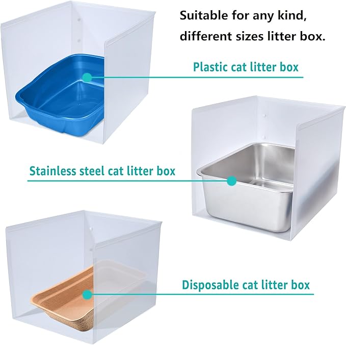 Litter Box Shield, 23.6"x15.7"x15.7"(Height) High Sided Cat Litter Box Pee Shields without Leaking, Foldable Extra Large Cat Litter Box Enclosure Easy Clean