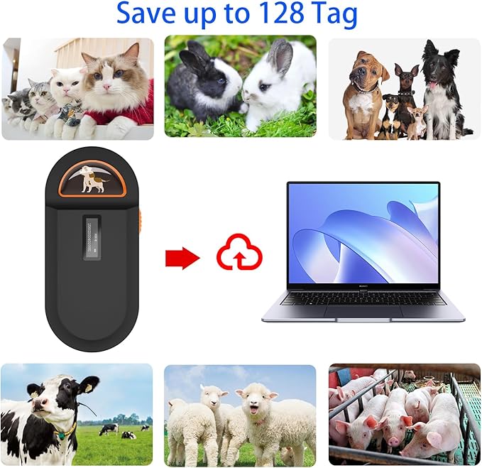 Pet Microchip Scanner, RFID Dog and Cat Microchip Reader, Supports EMID, FDX-B（ISO11784/11785）Microchips, for Animal Management