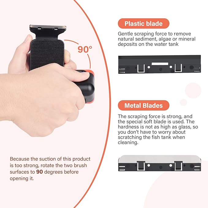 hygger Fish Tank Magnetic Glass Cleaner Two Detachable Algae Scraper for Aquarium Fish Tank，Floating Scrubber Brush Glass Algae Magnet Cleaning Tool for Small Aquariums Tank