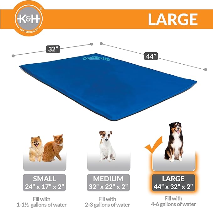 K&H Pet Products Cool Bed III Dog Cooling Mat, Cooling Dog Beds for Large Dogs, Dog Cooling Mat for Dog Carrier, Outdoor Dog Bed Cooling Pad for Dog, Pet Cooling Mat - Blue Large 32 X 44 Inches