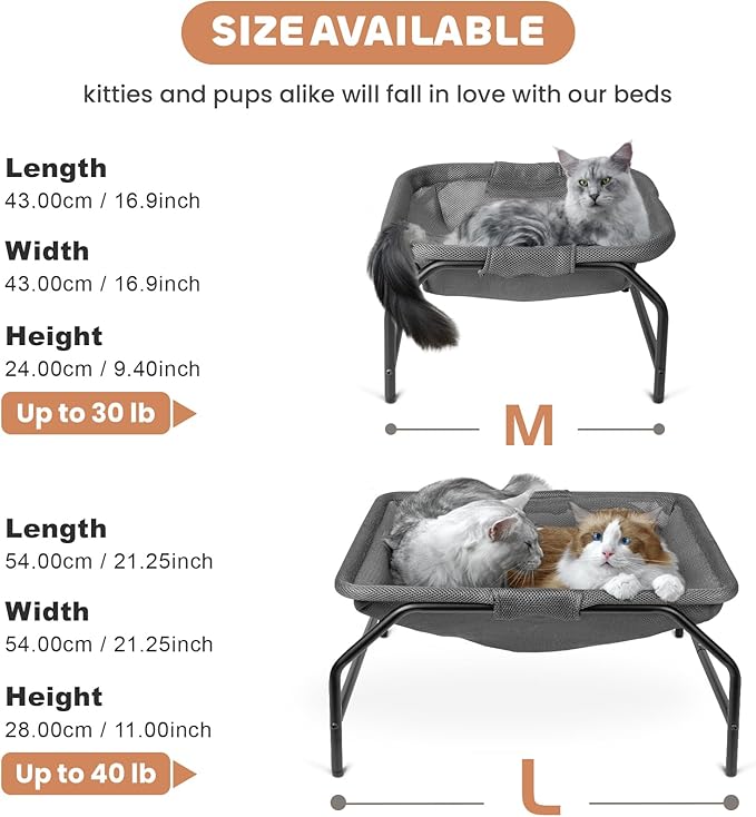 Cat Bed [Large Cats] Cat Hammock Dog Bed Pet Square Hammock Bed Free-Standing Cat Sleeping Bed Cat Supplies Whole Wash Detachable Easy Assembly Outdoor Indoor