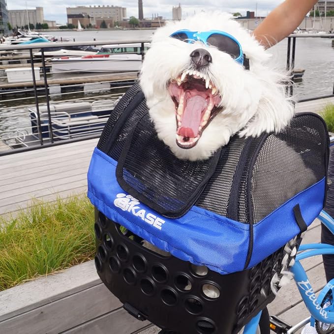 BiKASE Durable Dog Bike Basket & Carrier, Rear Mount Pet Basket for Bikes with Super Comfort Mat and Cover, Ideal for Small Dogs and Cats up to 12 lbs